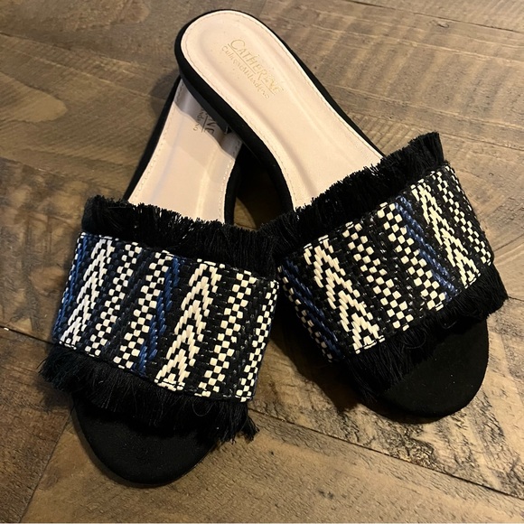Catherine Malandrino | Fringe Raffia Slide Sandals - Picture 1 of 2